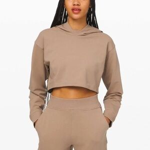 Lululemon Cropped All Yours Hoodie Beige
